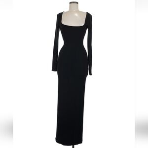 Skims Long Sleeve Black Square Neck Maxi Dress